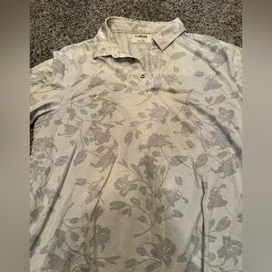 Linksoul Light Gray Floral Polo Shirt large golf